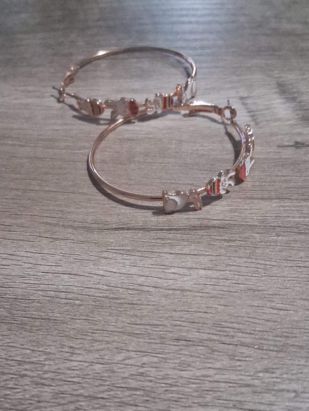 Elegant Rose Gold Hoop Earrings with Charms